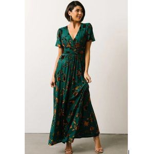 Baltic Born | Leslie Velvet Maxi Dress - Jade/Bronze - XL